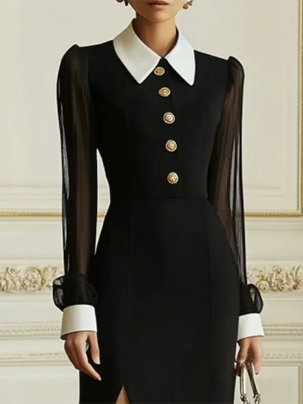 Through Buttoned Long Shirt Maxi Dress