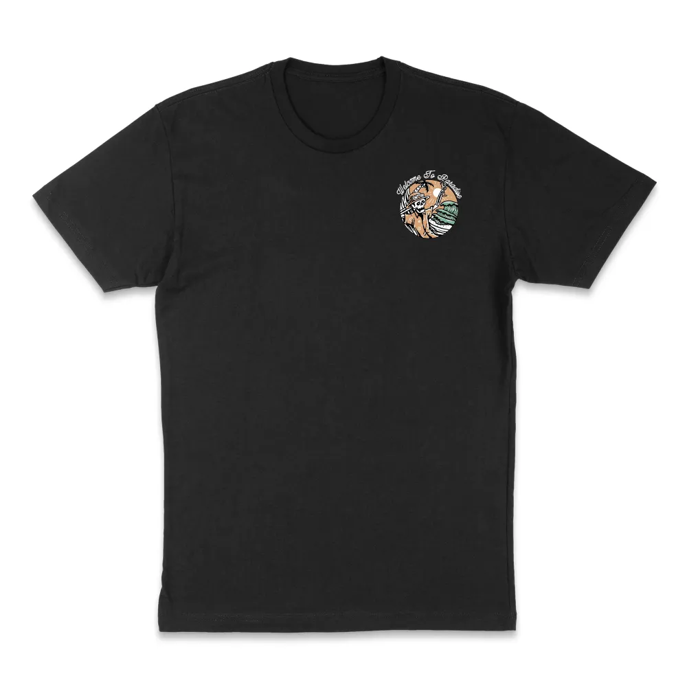 Round Neck Short Sleeve Casual T-Shirt With Slogan And Skull Print