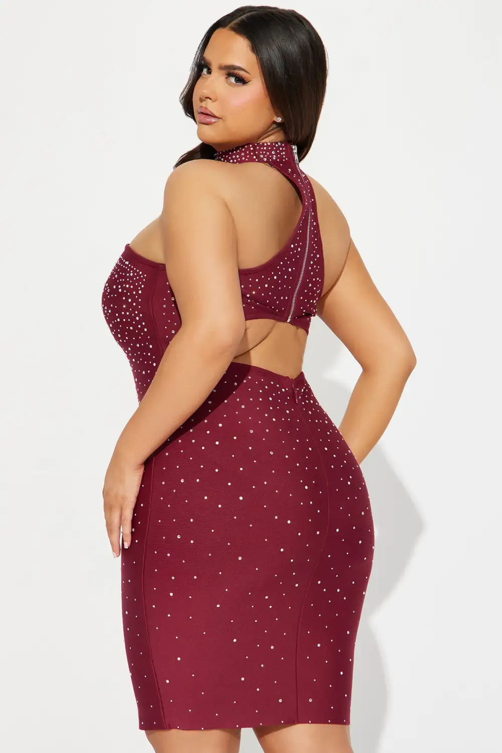 Shine Bright Bandage Mini Dress - Wine