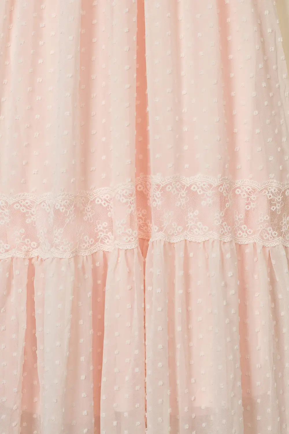 Dot Lace Trim Maxi Dress