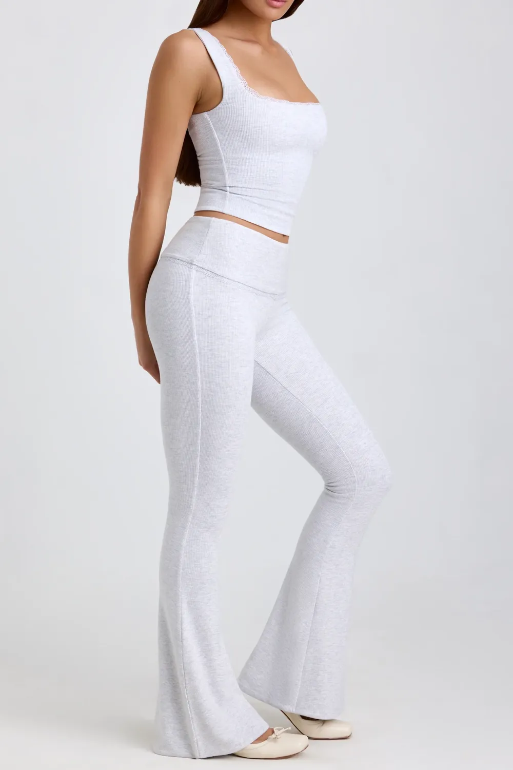 Creative Lace Trim Mid-Waist Women's Slim Trousers