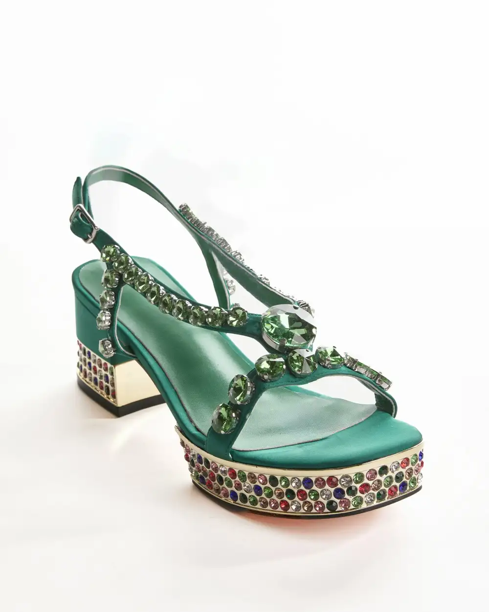 Gem Platform Sandals in Green