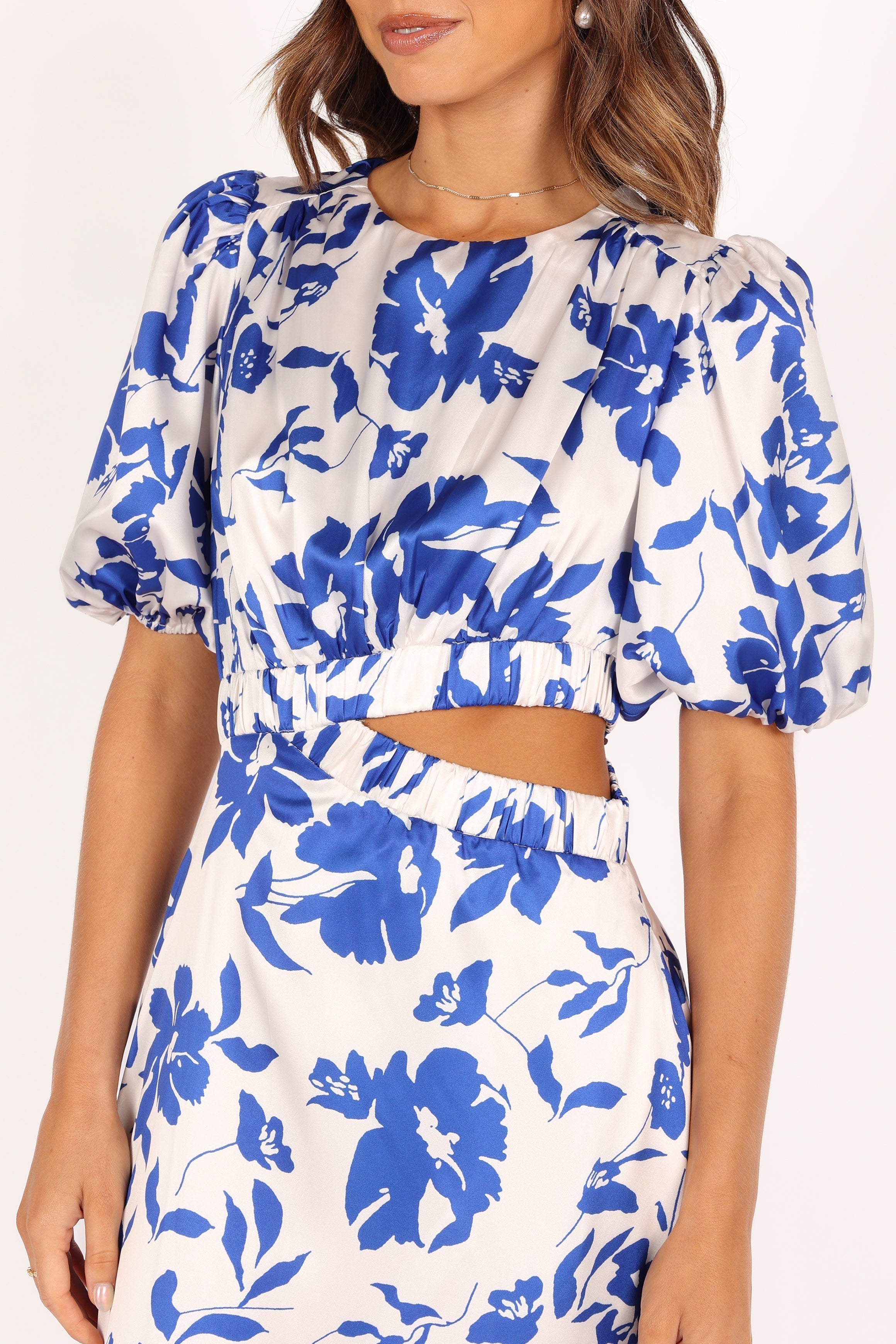 Aminah Puff Sleeve Dress - Blue Floral