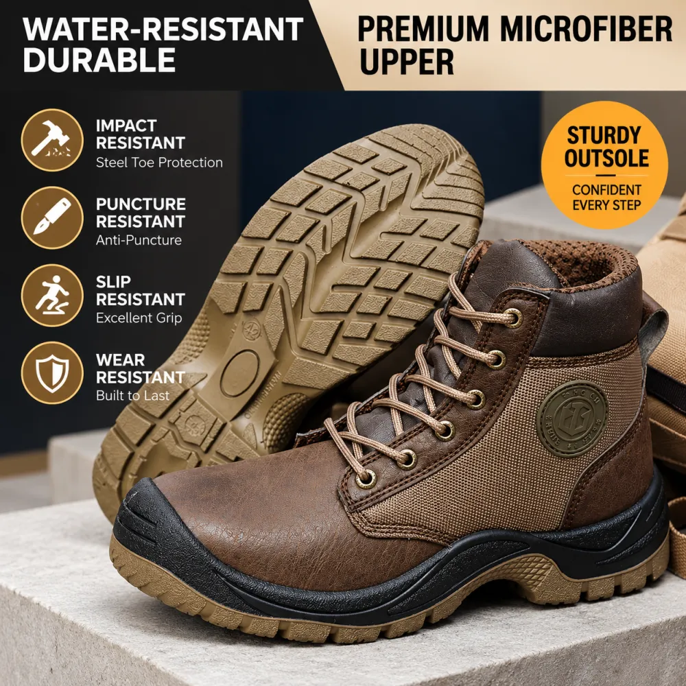 Anti-Static Safety Work Boots Steel Toe Puncture-Proof Anti-Odor Slip-Resistant Men's High-Top Durable Work Shoes