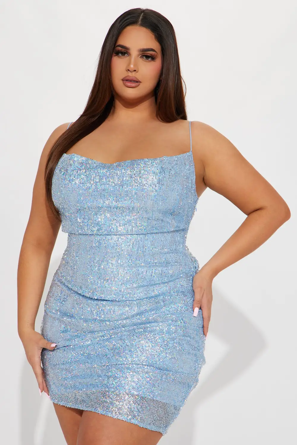 Estelle Sequin Mini Dress - Light Blue
