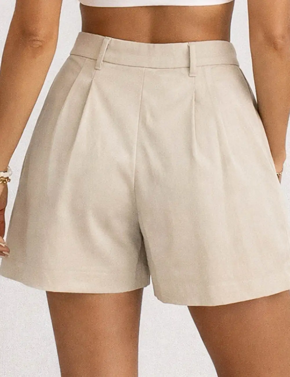 Chic Pleated Wide Leg Tailored Shorts
