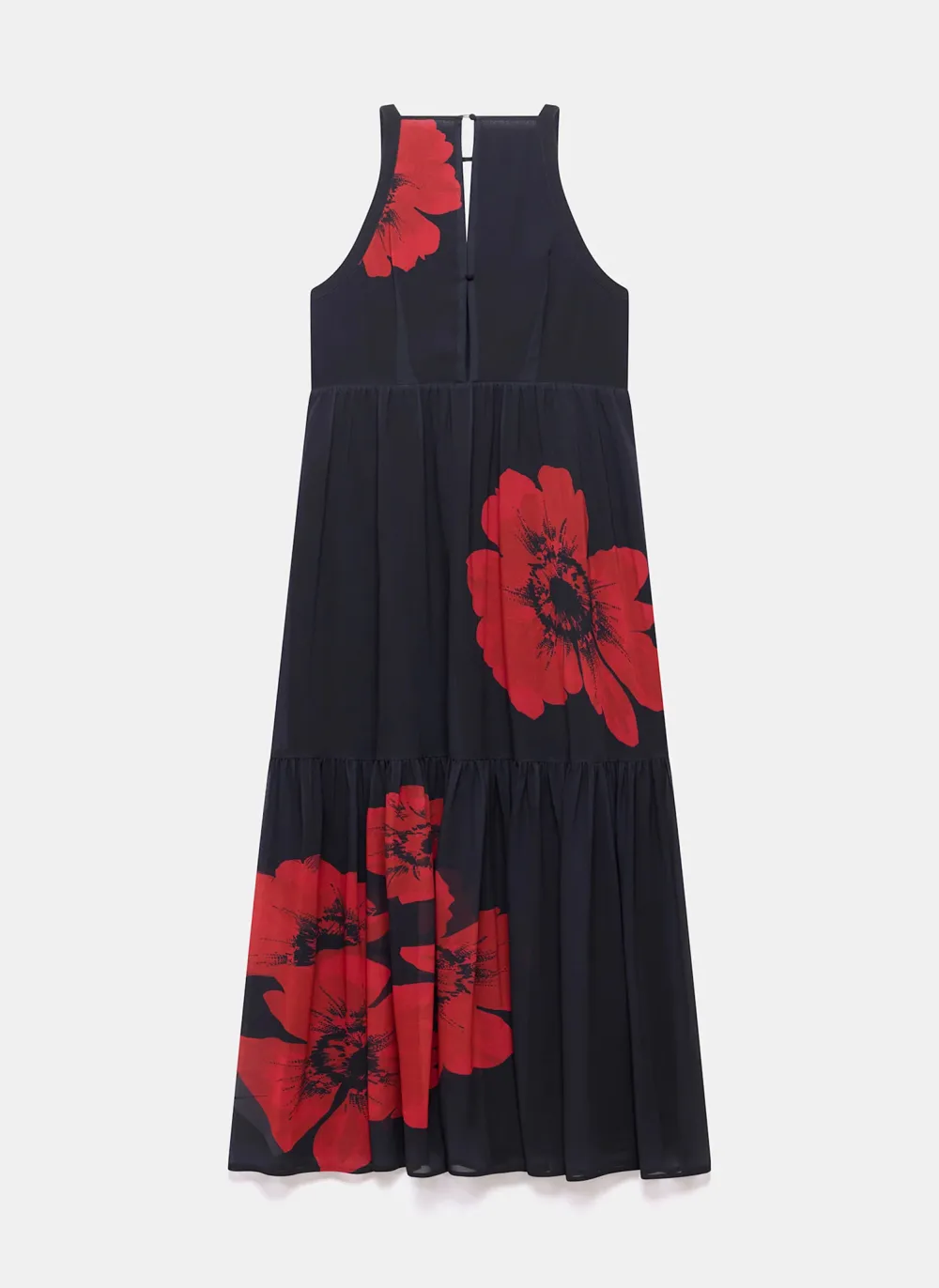 Casual Style Black Floral Print Maxi Dress