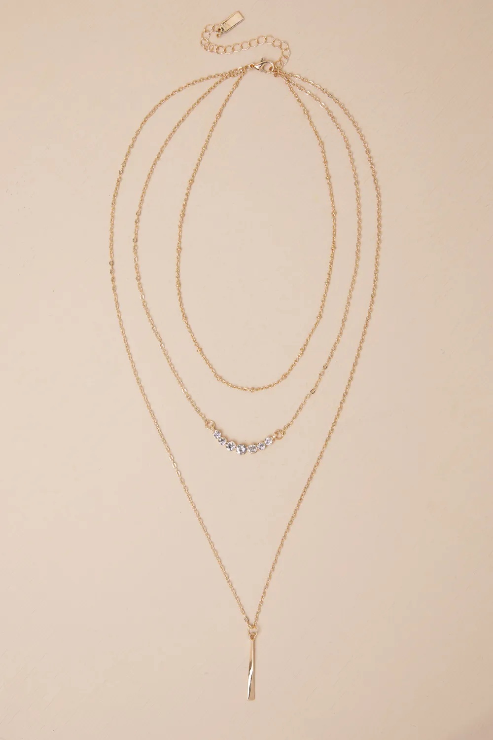 Designer Three-Layer Crystal Inlaid Necklace