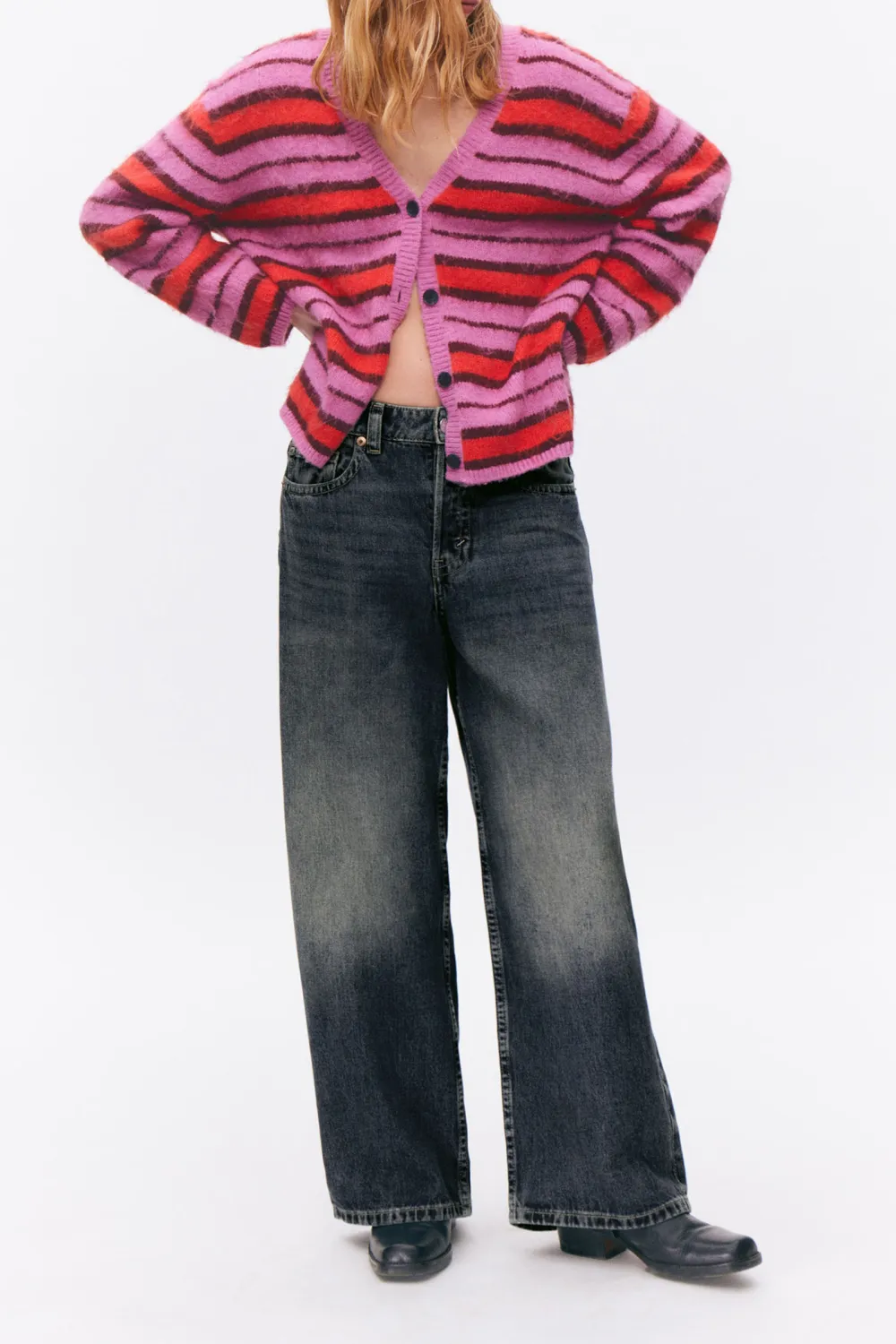Button Up Drop Shoulder Cardigan