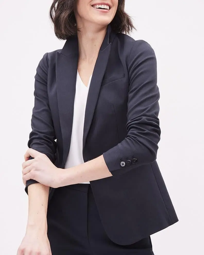 Navy Tailored Women's Blazer with Minimalist Style