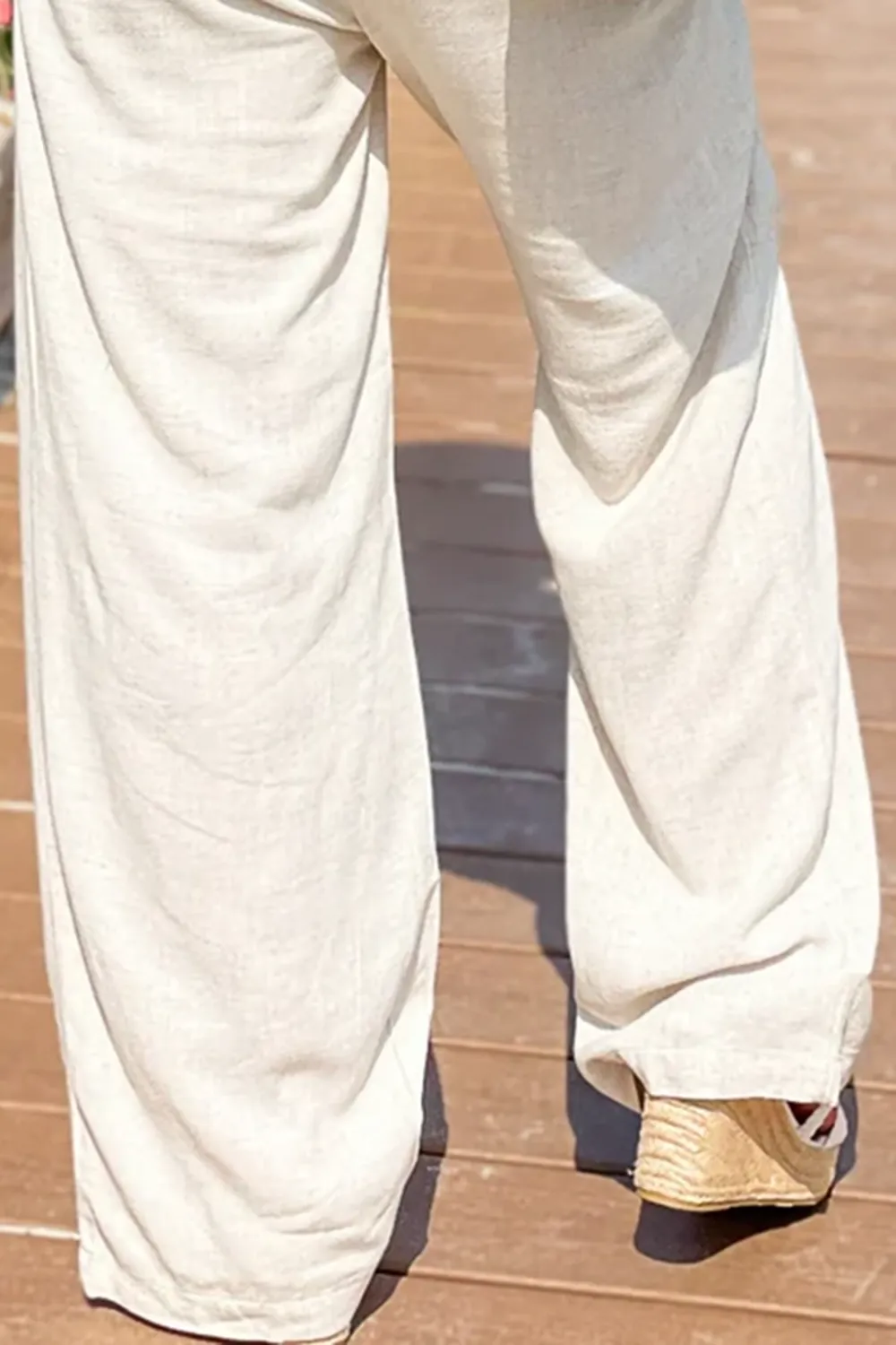 White Cotton And Linen Holiday Trousers