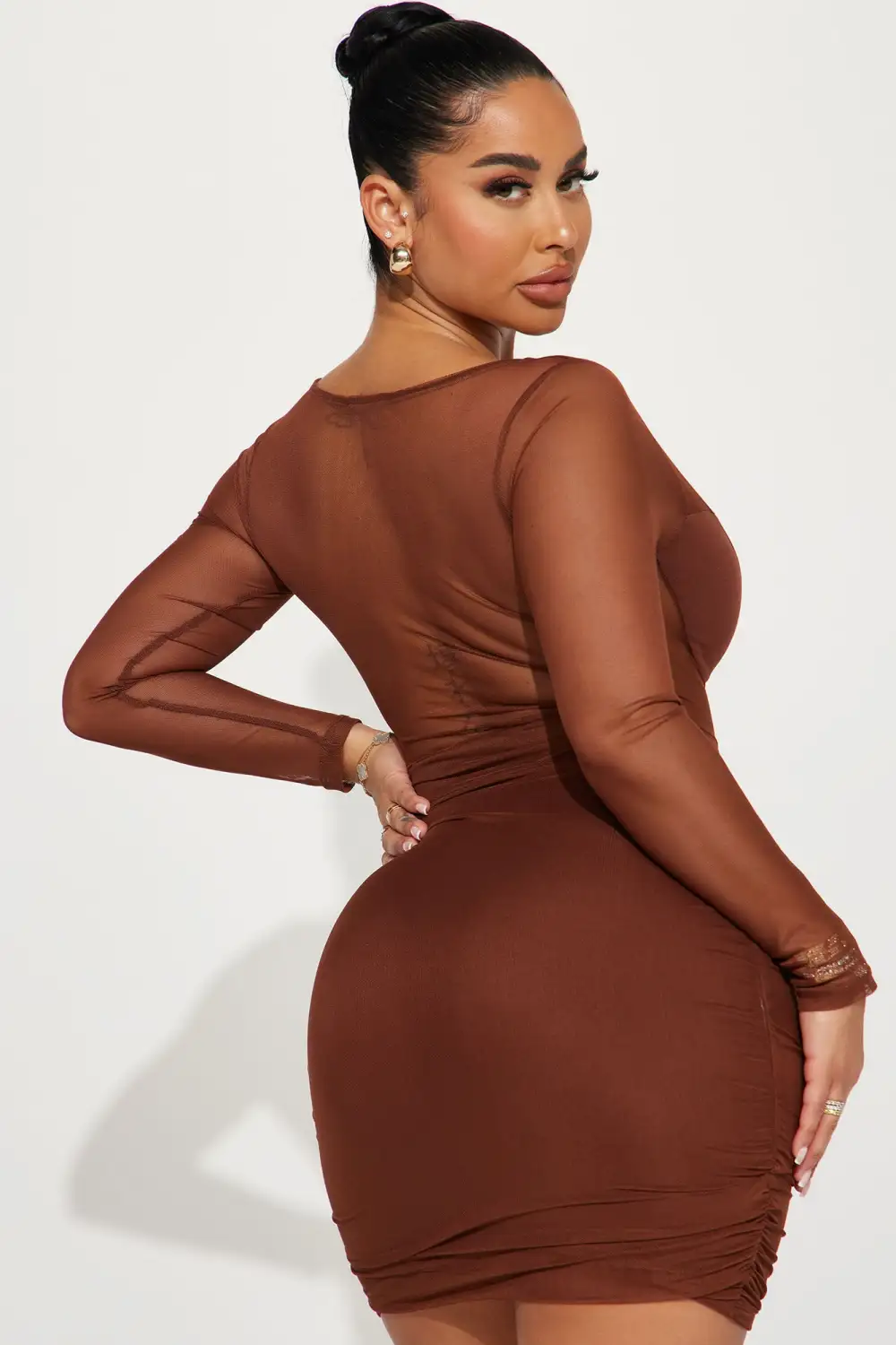 Lola Mesh Corset Mini Dress - Brown