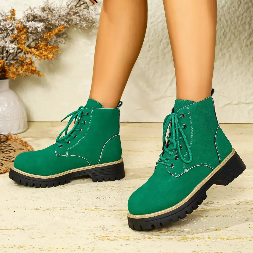 Round Toe Lace-Up Boots