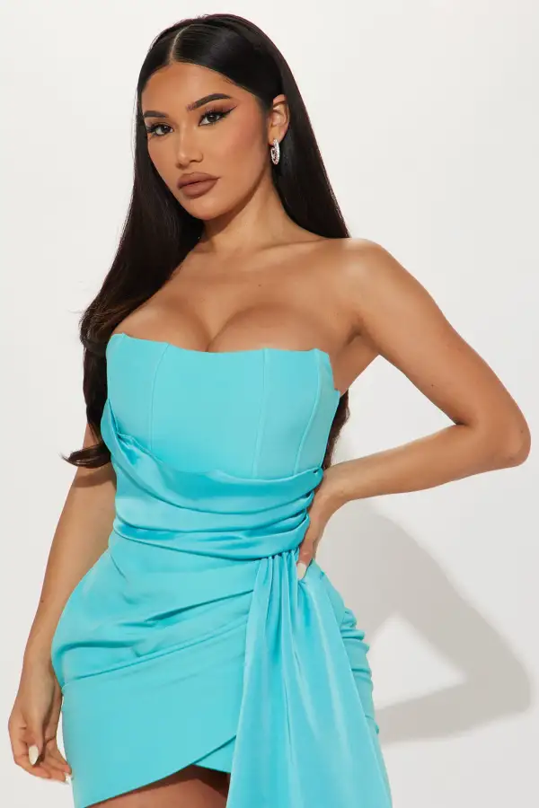 Evermore Elegance Mini Dress - Aqua