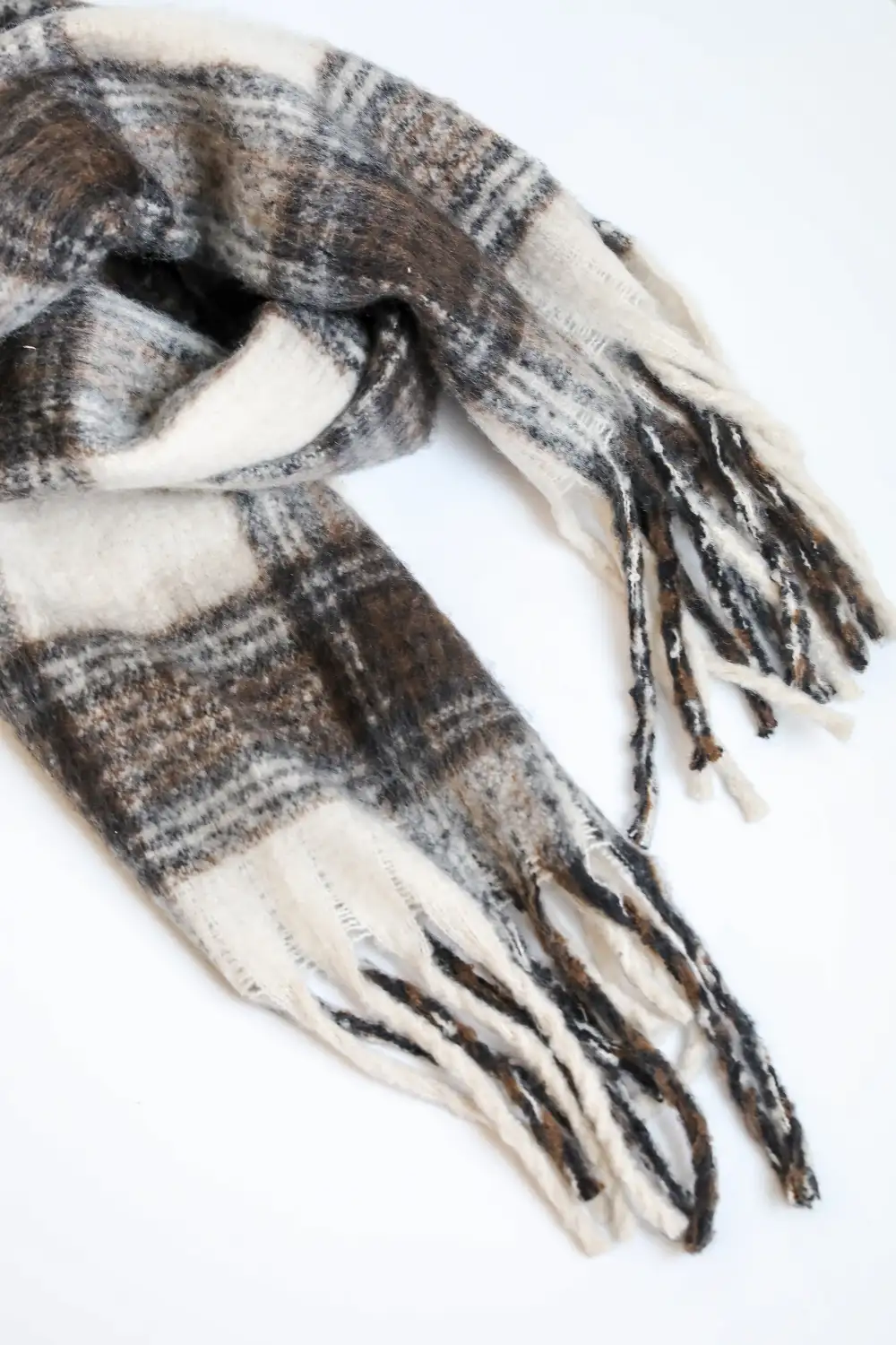 FINAL SALE - Snuggly Elevation Plaid Fringe Scarf - DOORBUSTER