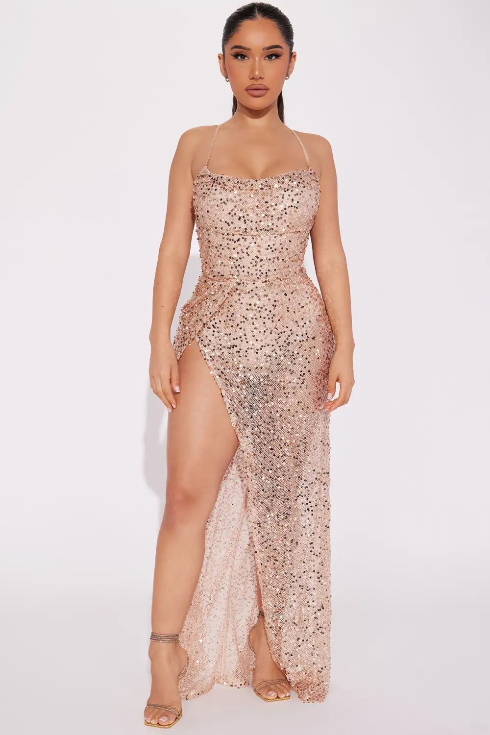 Monica Sequin Maxi Dress - Gold