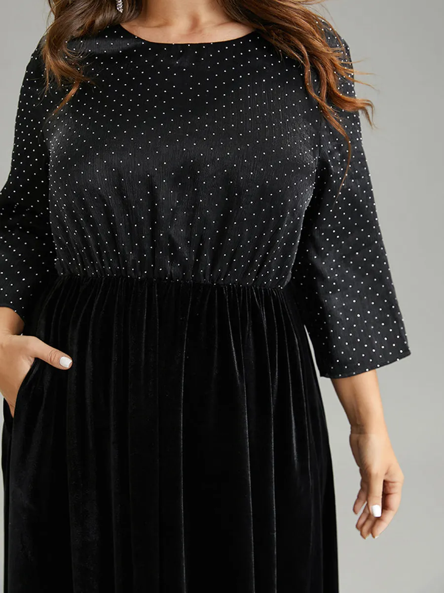 Velvet Patchwork Plus-Size Women's Dress Dress