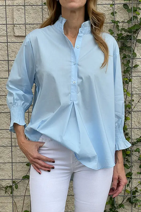 Relaxed Button Front Blouse