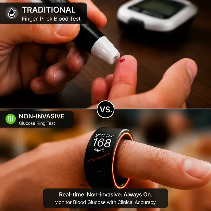 Smart Ring with Caller ID, Heart Rate, Blood Oxygen, Sleep & Step Tracking — Remote Camera Shutter & Media Control for iOS & Android — Waterproof Health Monitor