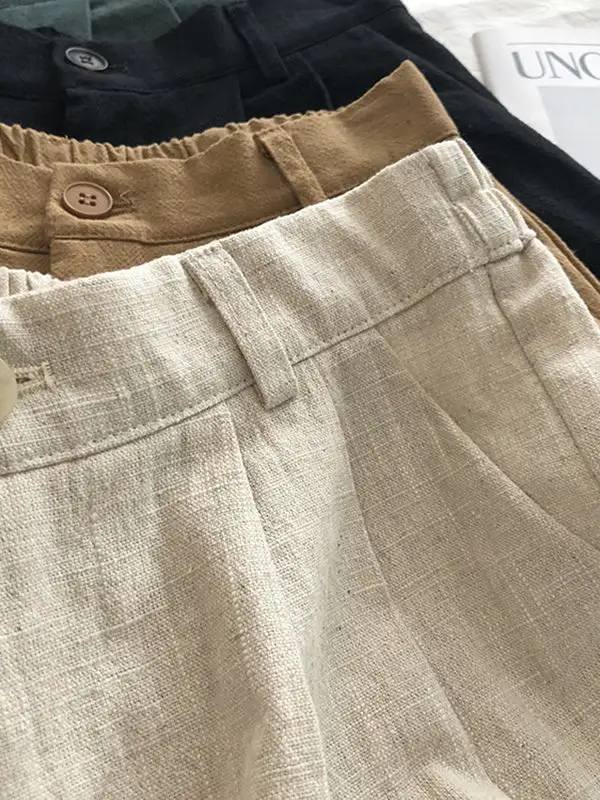 Losse Wijde Pijpen Elasticiteit Geplooide Effen Kleur Shorts