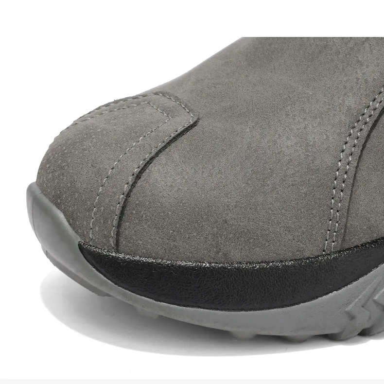 Unisex Winter Snow Casual Ankle Boots, Suede-Style Upper, Side Zipper, Fleece Lining, Thick PVC Sole