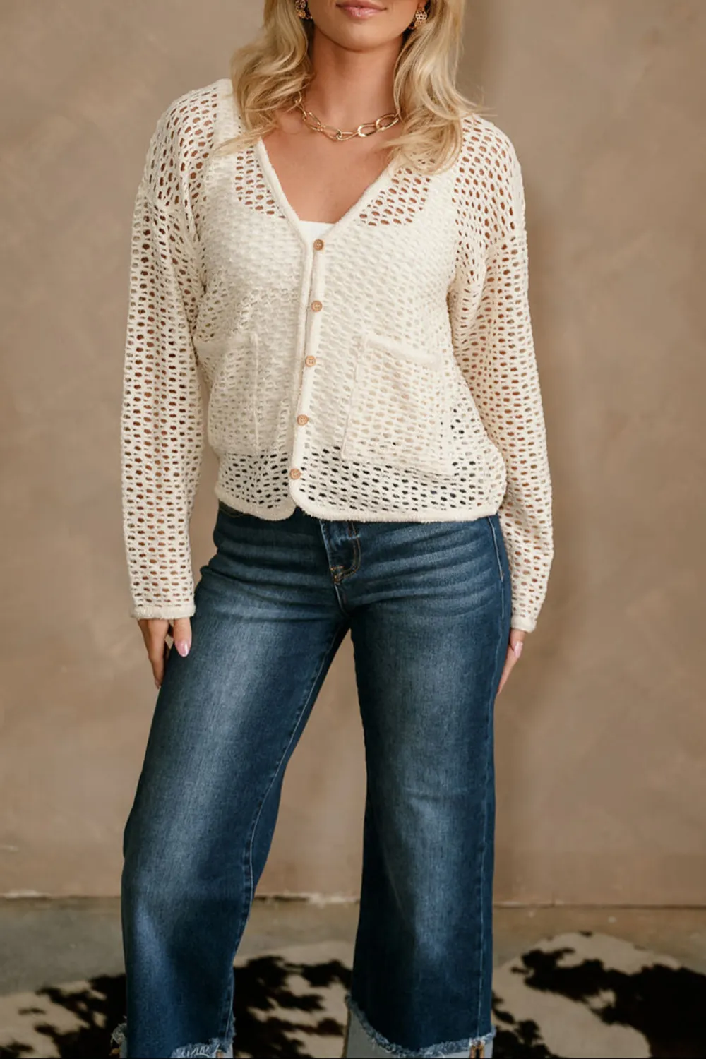 Hollow Long Sleeve Cardigan