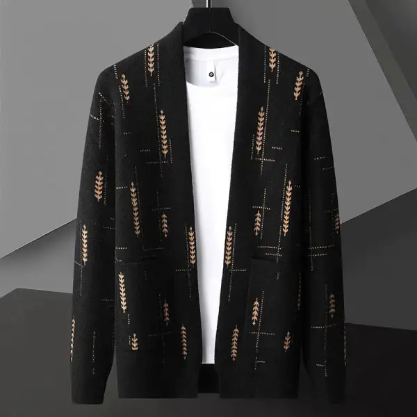 Pattern Knit Button Cardigan