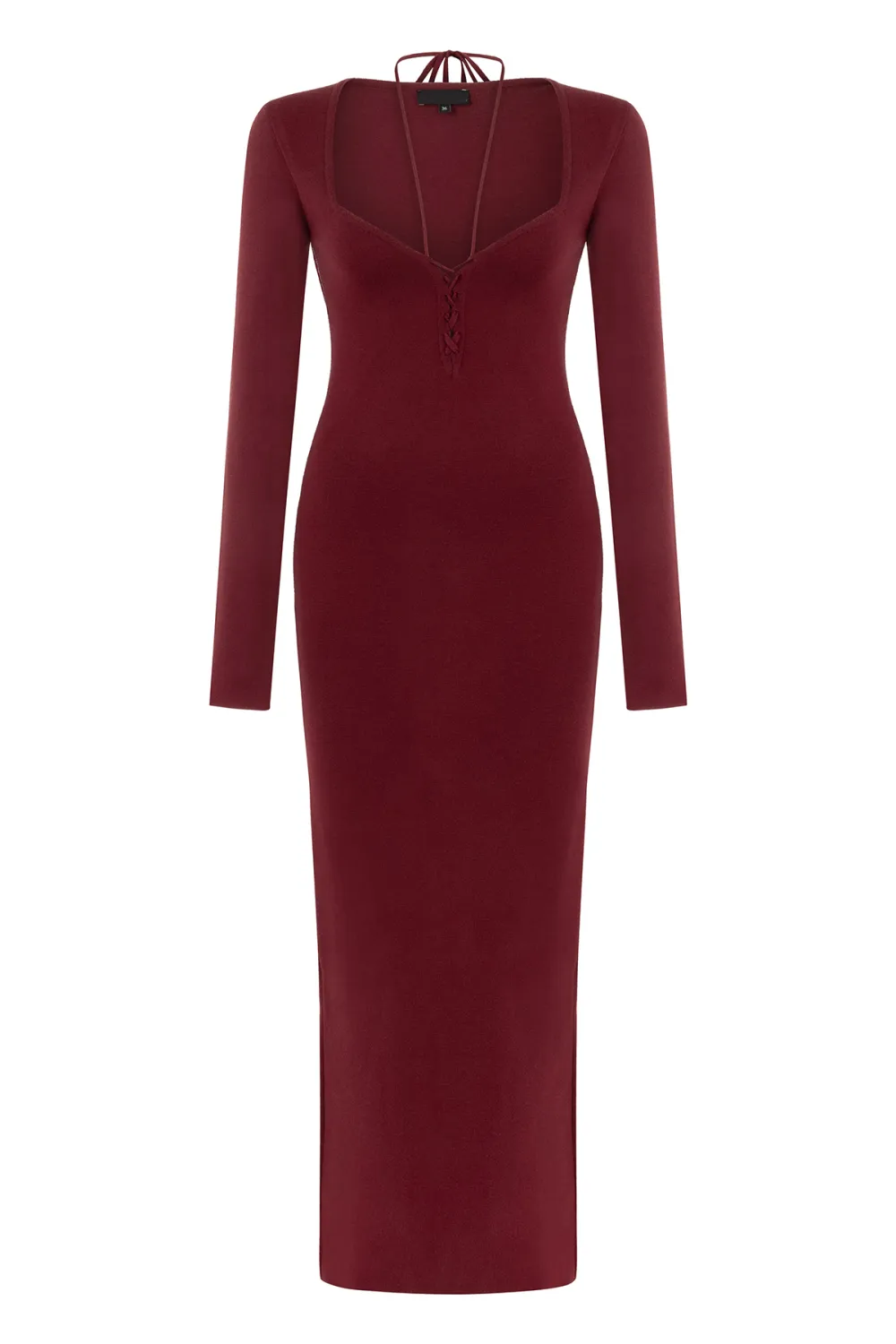 V-Neck Midi Dress-Black
