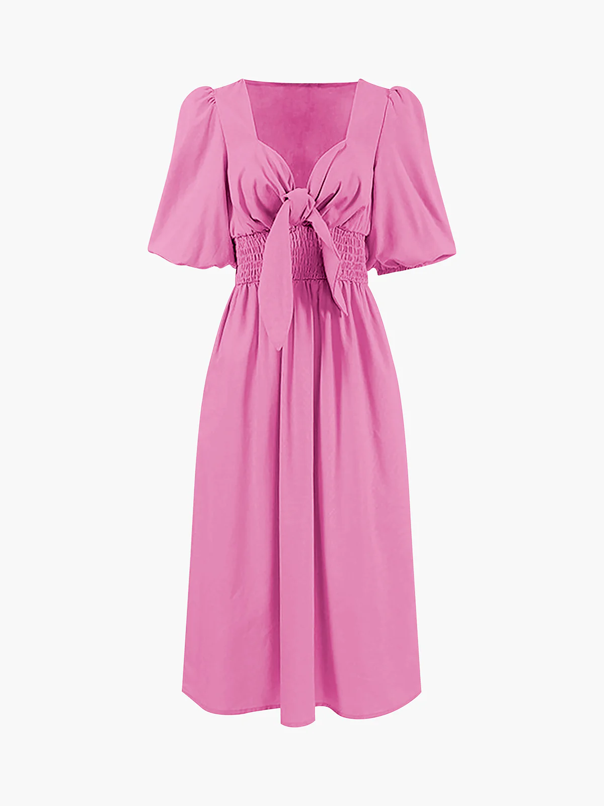 Linen Cotton Front Tie Midi Dress