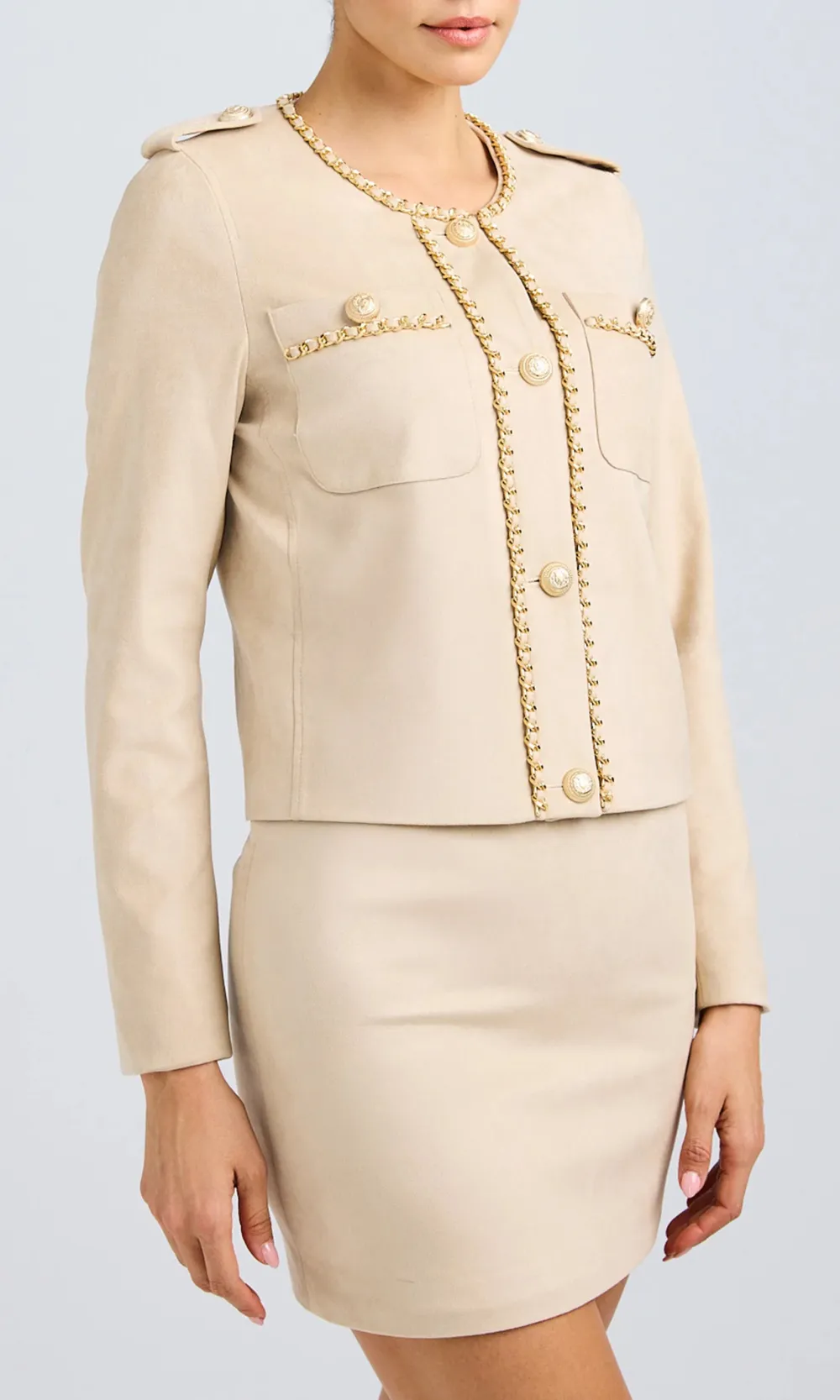 Beige Vegan Suede Jacket