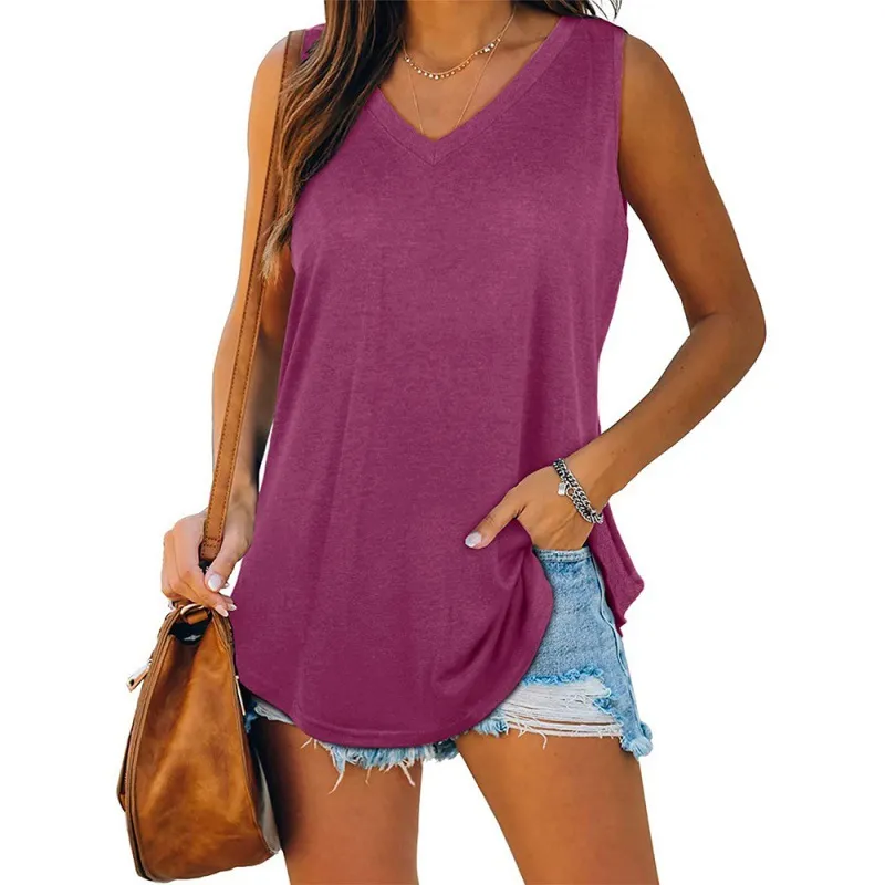New V-Neck Swallowtail Sleeveless Solid Color Vest