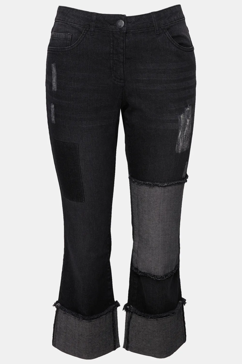Roll Up Hem Spliced Jeans