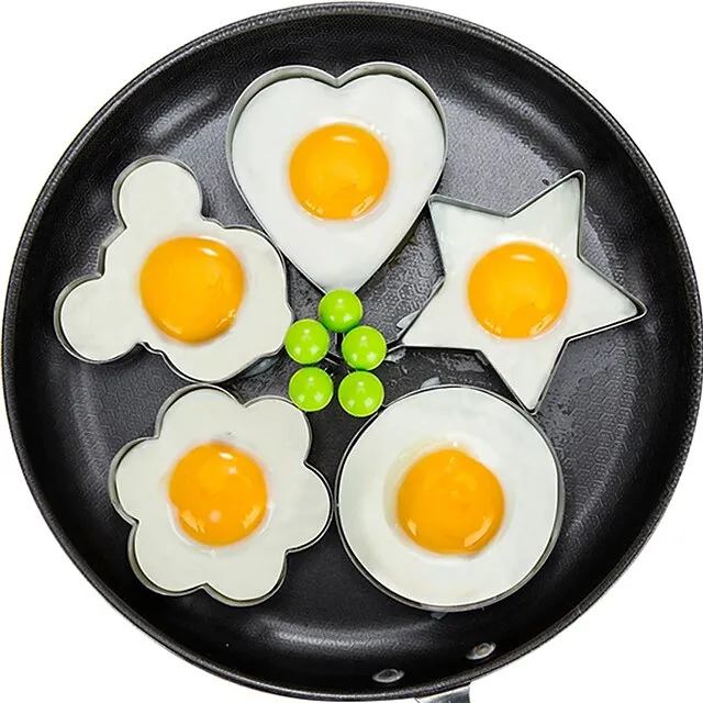 5 Pieces Set Fried Egg Mold Pancake Rings Shaped Omelette Mold Mould Frying Egg Cooking Tools Kitchen Supplies Accessories Gadget