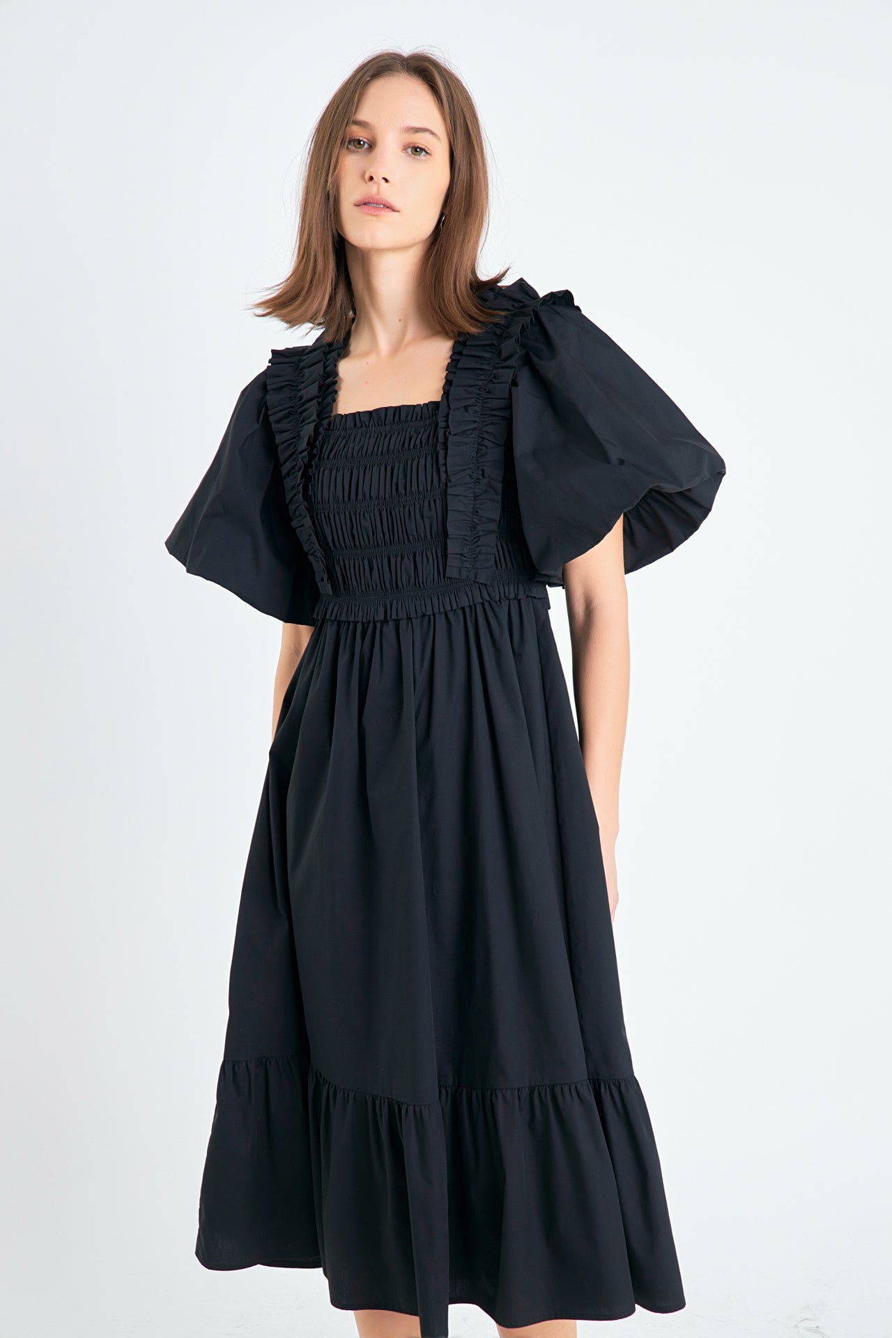 Puff Sleeve Midi Dress