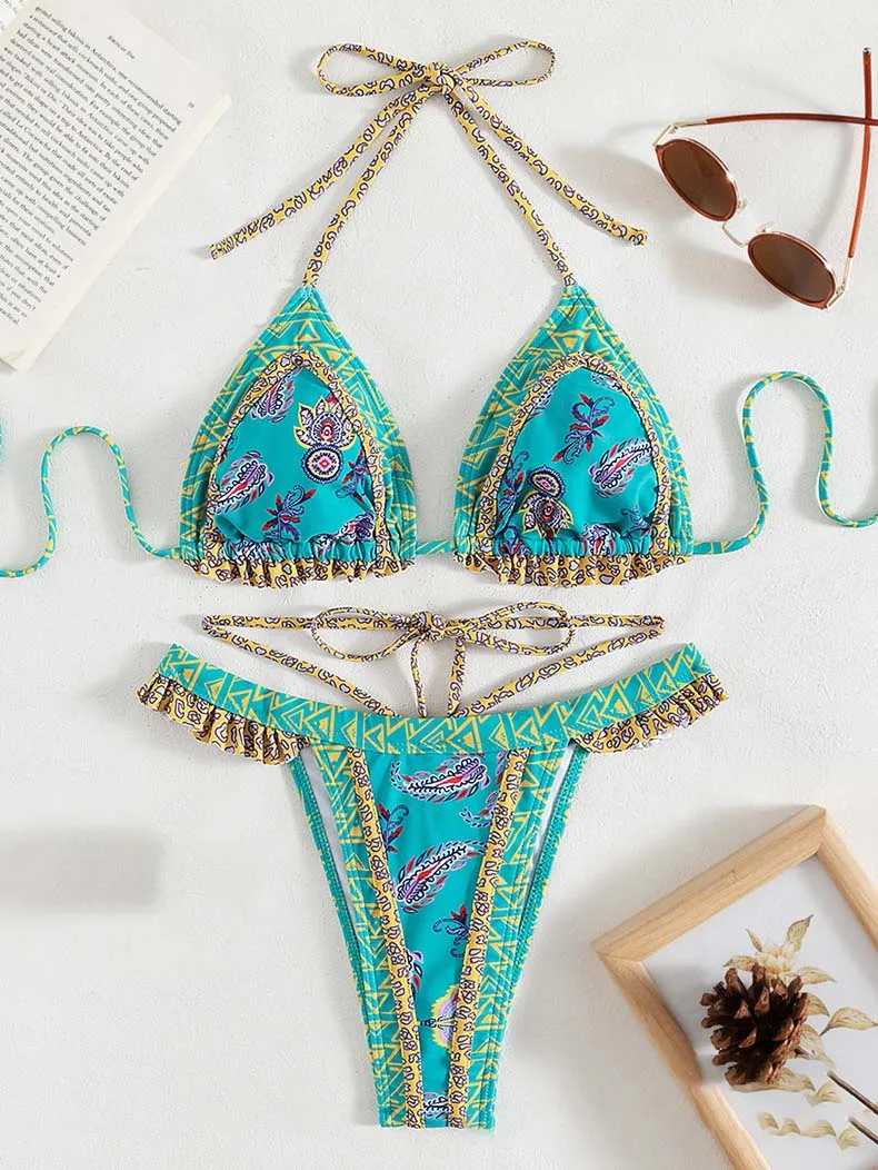 Artisan Print Tie Bikini Set