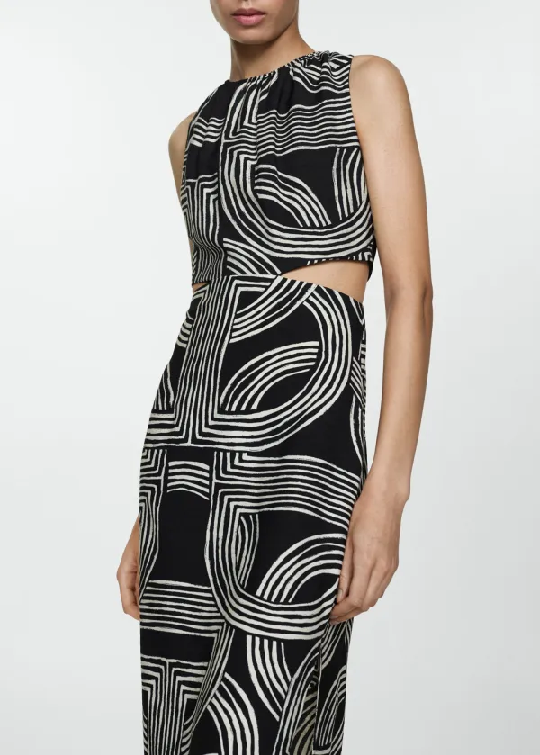 Printed dress with openings