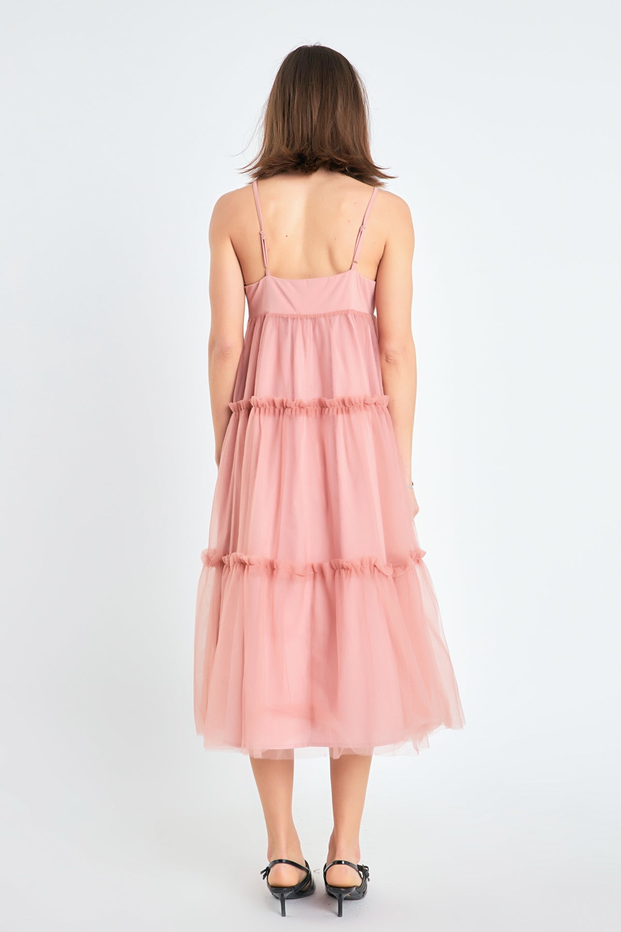 Tulle Contrast Midi Dress