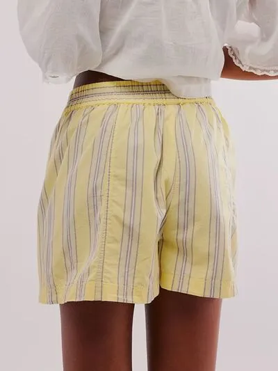 Relaxed Striped Elastic Waist Shorts