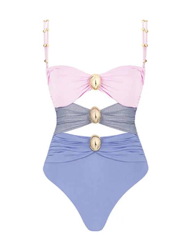 Women’s Hollow Stitching Three Sleek One-Piece Swimsuit