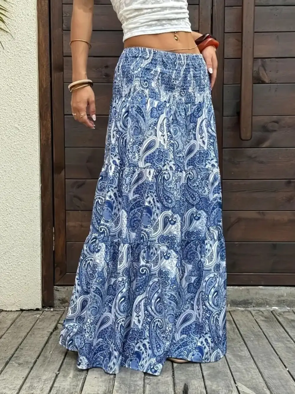 Refined Smocked Printed Skirt