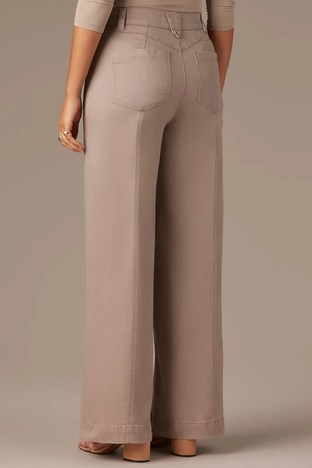 Petite Button Fly Wide Leg Pants