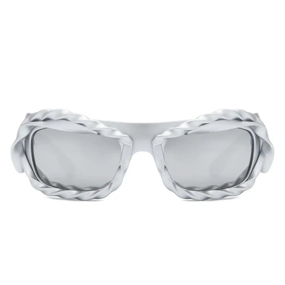 Glossy Rectangle Frame Sunglasses