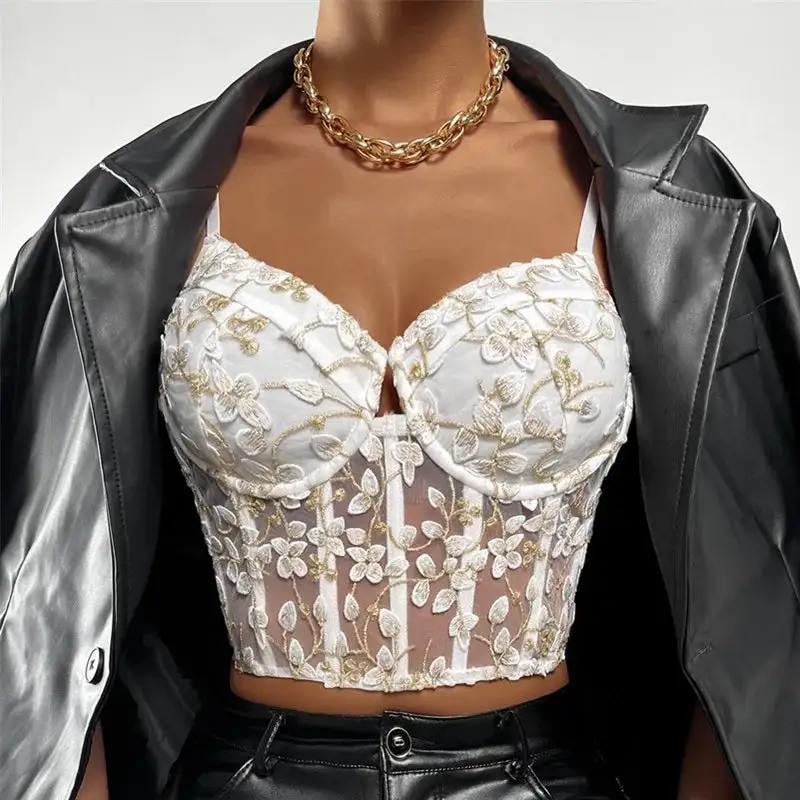 Delicate Longline Bra with Embroidered Detail