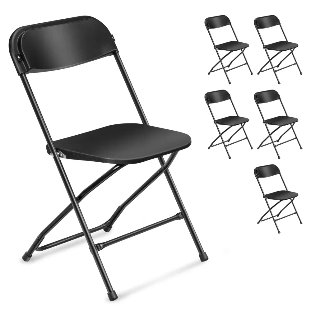 4/5/6/10/20/40 Pack Portable Plastic Folding Chair 350lb Stackable Commercial Seat with Steel Frame Party Chairs Black/White