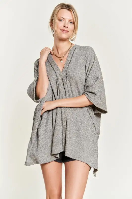 Vivienne V-Neck Poncho Top | URBAN ECHO SHOP