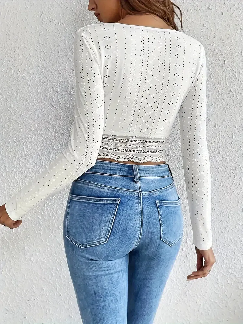 Sheer Lace Slim Fit Crop Top