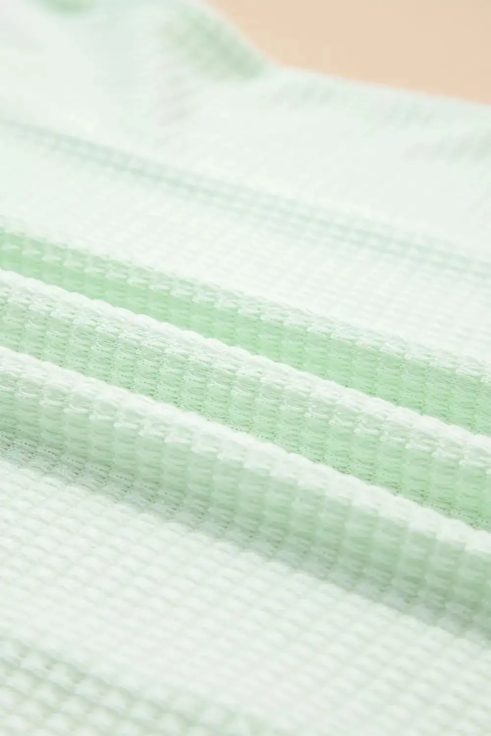 V Neck Short Sleeve Plus Waffle Knit