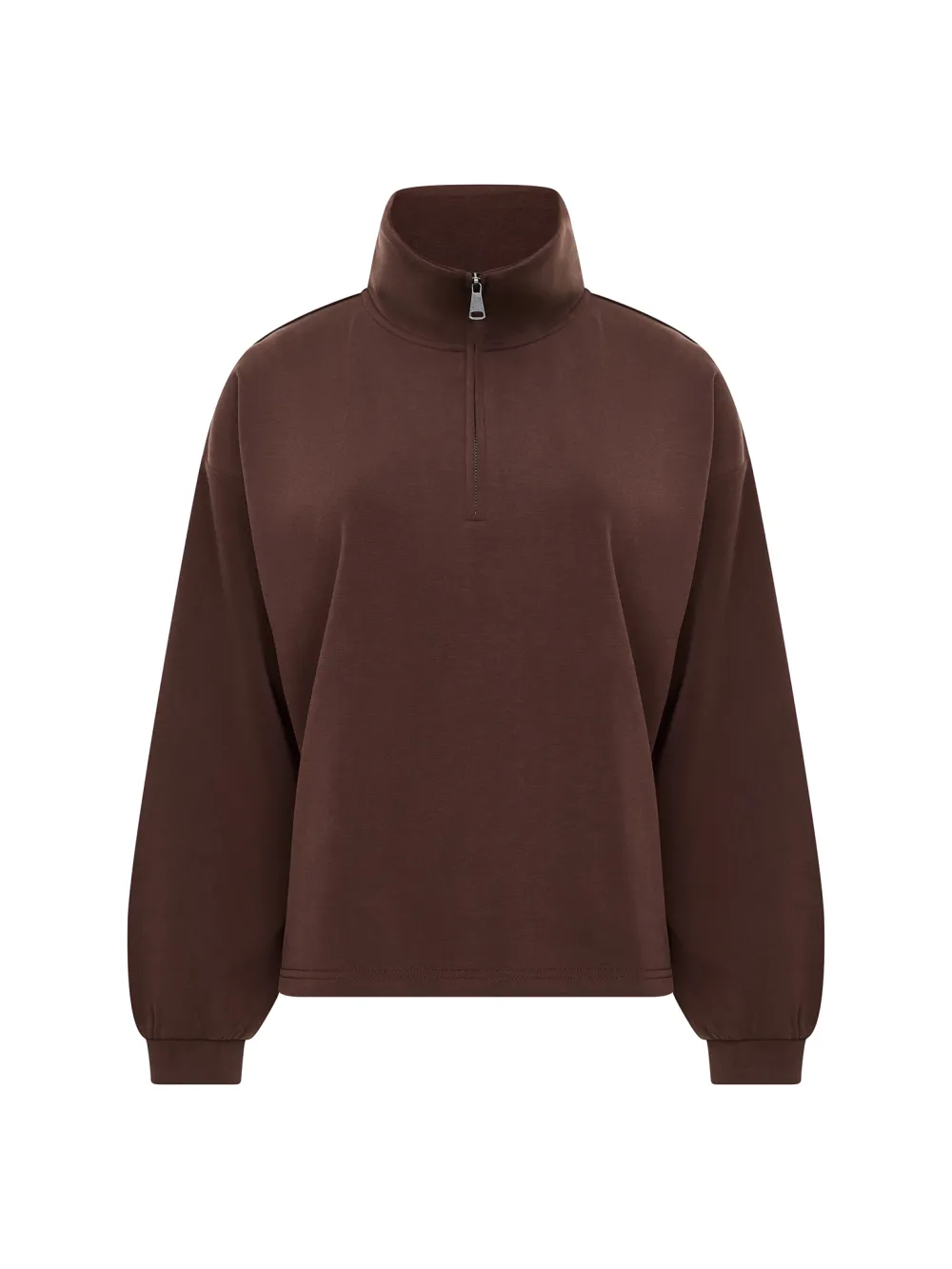 Basic Zip-Neck Sweatshirt With A Lazy Feel