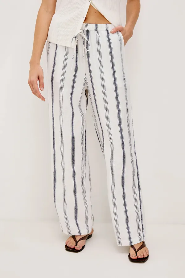 Fine-Striped Linen Wide-Leg Pants