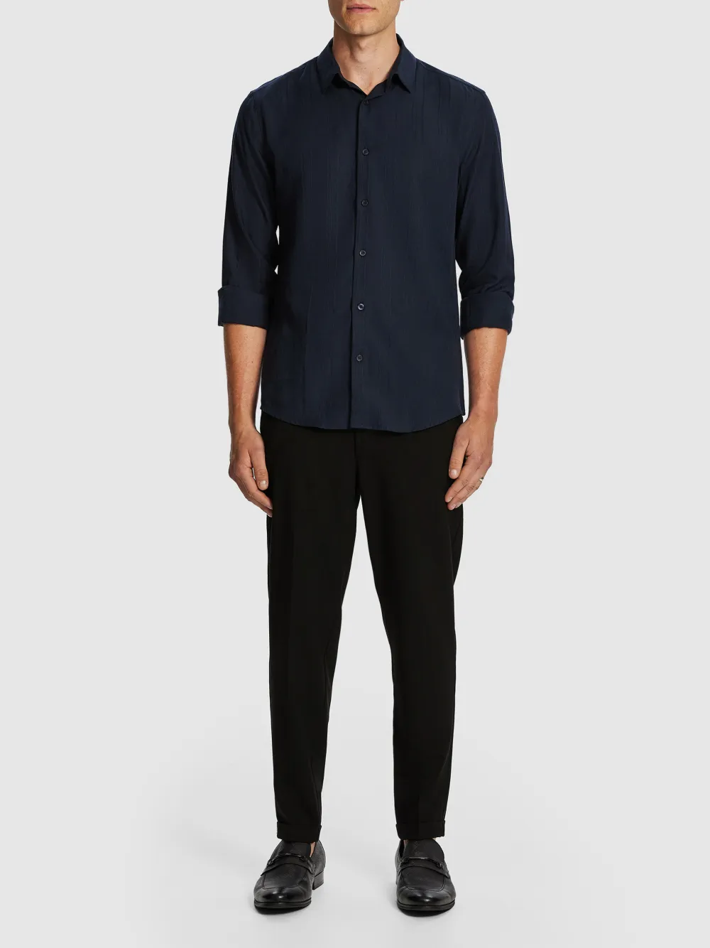 Navy Regular Fit Long Sleeve Shirt